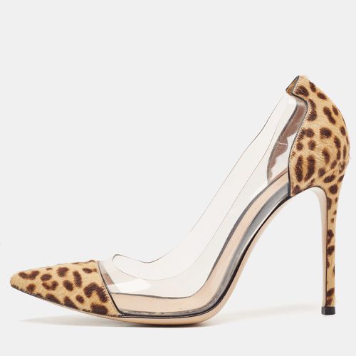 Gianvito Rossi Beige/Brown Animal Print Calf Hair and PVC Plexi Pumps Size 40 - Gianvito Rossi - Modalova