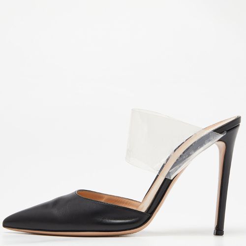 Gianvito Rossi Black Leather and PVC Plexi Pointed Toe Mules Size 40 - Gianvito Rossi - Modalova