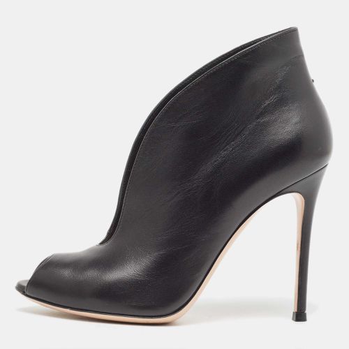 Gianvito Rossi Black Leather Vamp Peep Toe Booties Size 38 - Gianvito Rossi - Modalova