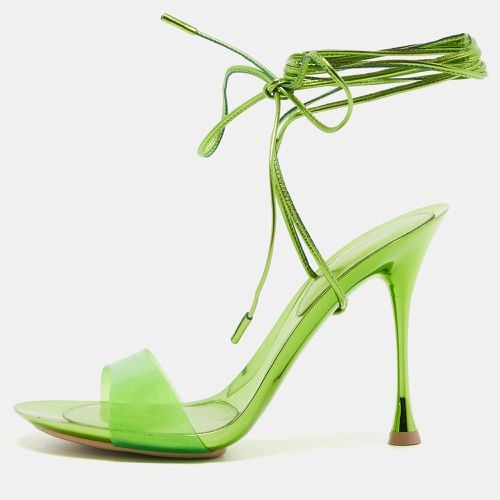 Gianvito Rossi Green PVC and Leather Spice Ankle Tie Sandals Size 37 - Gianvito Rossi - Modalova