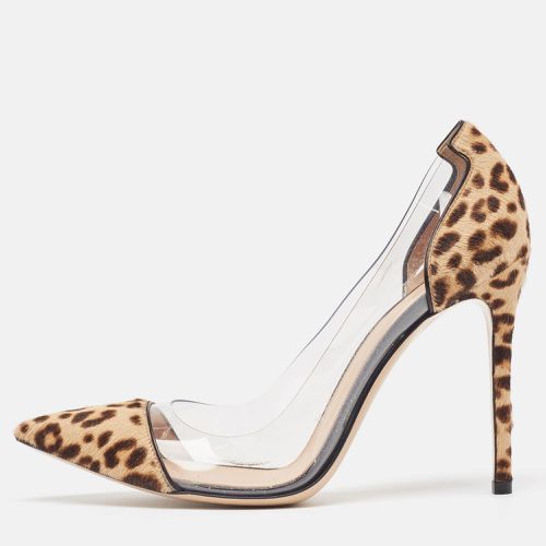 Beige/ Calf Hair And PVC Plexi Pointed Toe Pumps Size 39 - Gianvito Rossi - Modalova