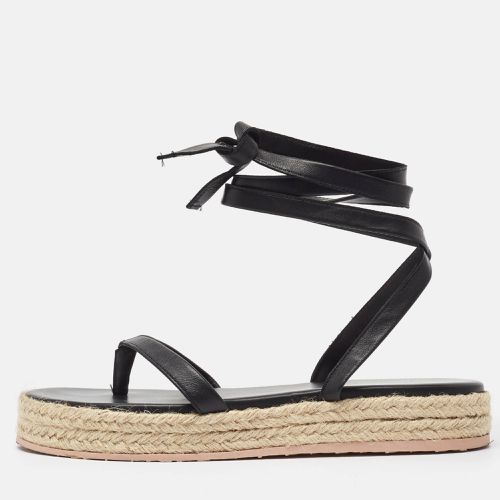 Gianvito Rossi Black Leather Ankle Tie Espadrille Sandals Size 38 - Gianvito Rossi - Modalova