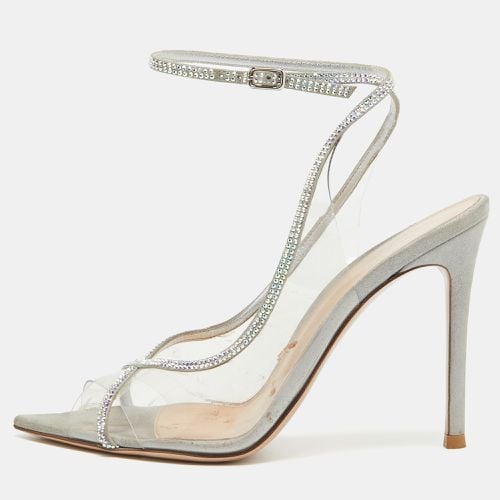 Gianvito Rossi Transparent PVC and Leather Crystal Embellished Ankle Strap Pumps Size 36.5 - Gianvito Rossi - Modalova