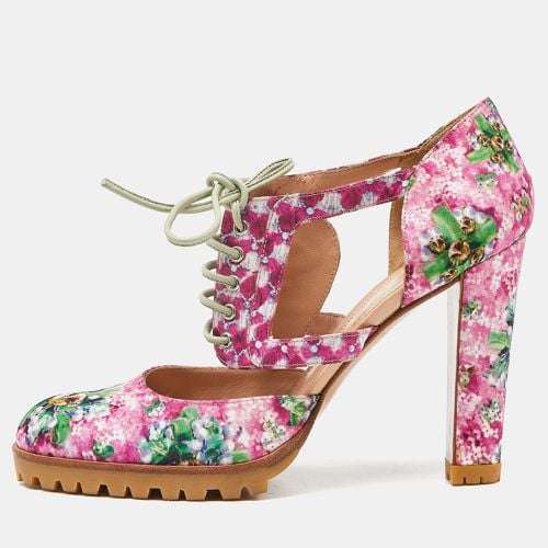 Floral Print Satin Cut Out Ankle Pumps Size 39 - Gianvito Rossi - Modalova