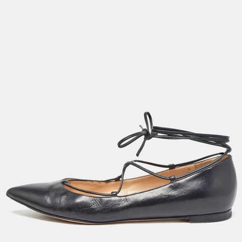 Gianvito Rossi Black Leather Femi Ankle Tie Flats Size 37 - Gianvito Rossi - Modalova