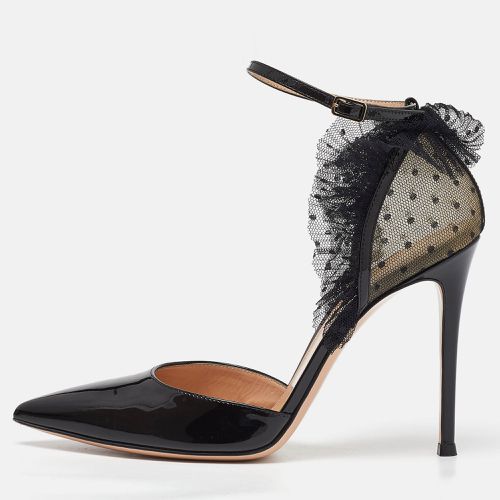 Gianvito Rossi Black Mesh and Patent Leather Beatrice Pointed Toe Pumps Size 40 - Gianvito Rossi - Modalova