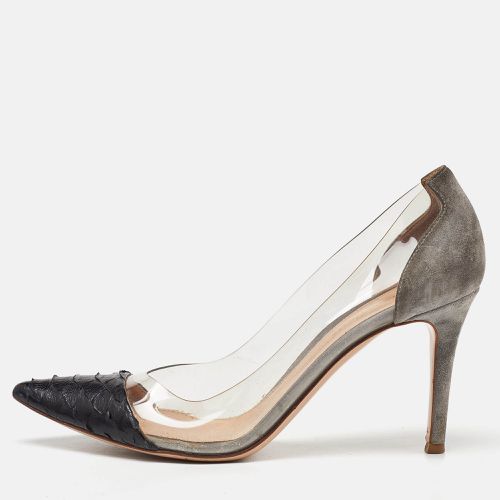 Grey/ Python,Suede and PVC Plexi Pumps Size 37.5 - Gianvito Rossi - Modalova