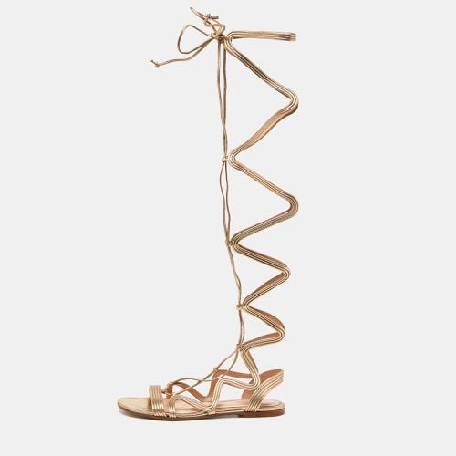 Gianvito Rossi Gold Foil Leather Gladiator Flat Sandals Size 36 - Gianvito Rossi - Modalova