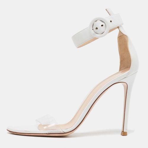 Gianvito Rossi White/Transparent Leather and PVC Open Toe Ankle Strap Sandals Size 37.5 - Gianvito Rossi - Modalova