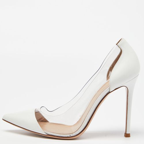 Gianvito Rossi White Leather and PVC Plexi Pointed Toe Pumps Size 38 - Gianvito Rossi - Modalova