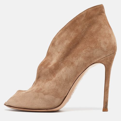 Suede Vamp Peep Toe Booties Size 35.5 - Gianvito Rossi - Modalova