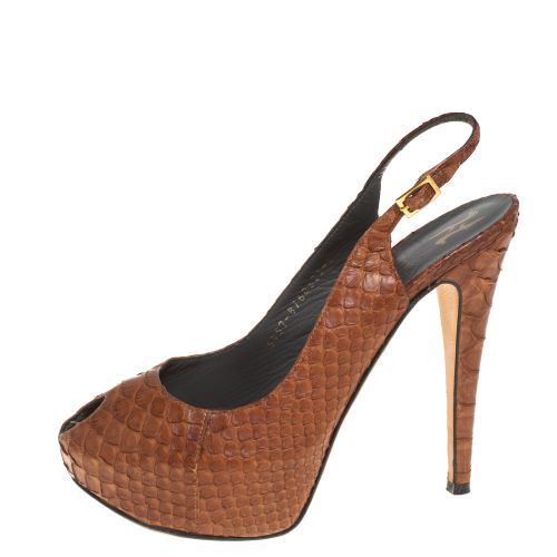 Python Peep Toe Platform Slingback Sandals Size 39 - Gina - Modalova