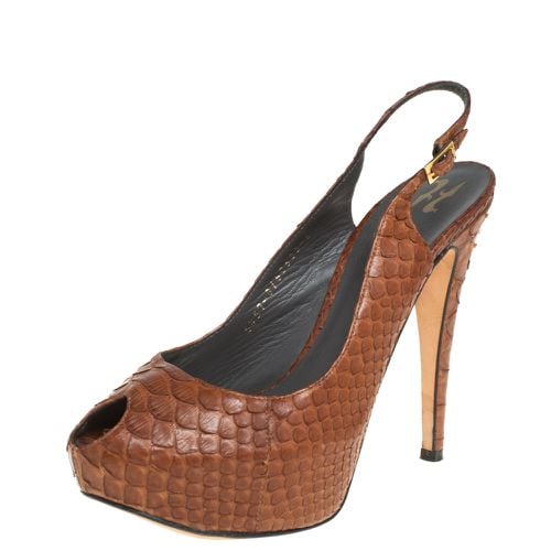 Gina Brown Python Peep Toe Platform Slingback Sandals Size 39 - Gina - Modalova