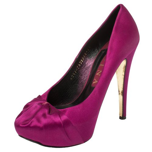 Gina Purple Satin Clair Hoodie Platform Pumps Size 38.5 - Gina - Modalova