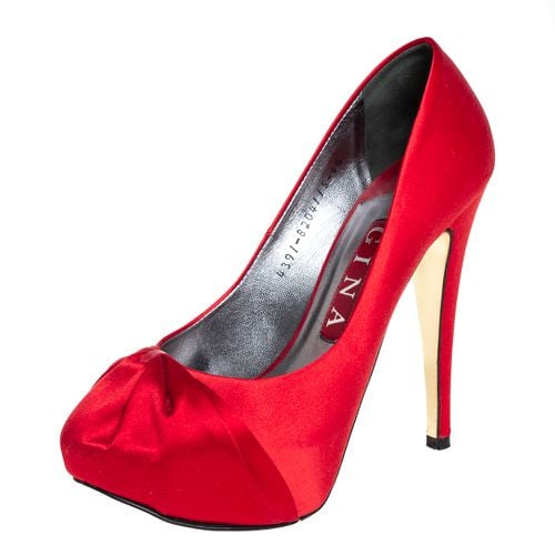 Gina Red Satin Platform Pumps Size 37.5 - Gina - Modalova