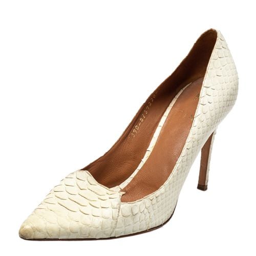 Gina Off White Python Pointed Toe Pumps Size 37.5 - Gina - Modalova