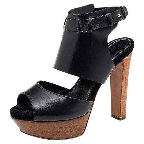 Gina Black Leather Open Toe Platform Pumps Size 37.5 - Gina - Modalova