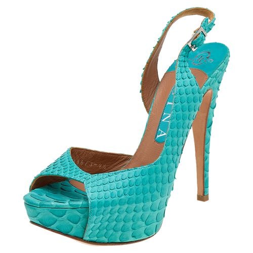 Gina Blue Python Leather Platform Pumps Size 37.5 - Gina - Modalova