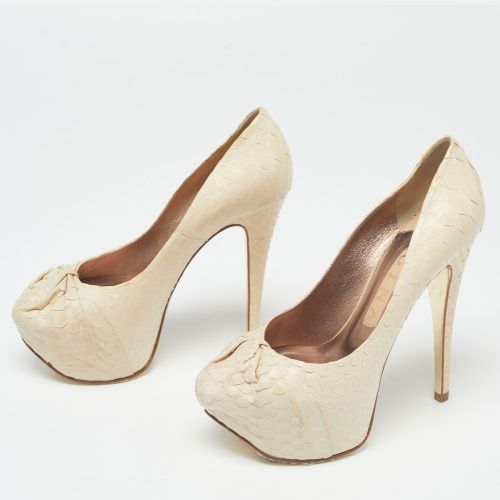 Python Embossed Leather Elle Platform Pumps Size 37.5 - Gina - Modalova