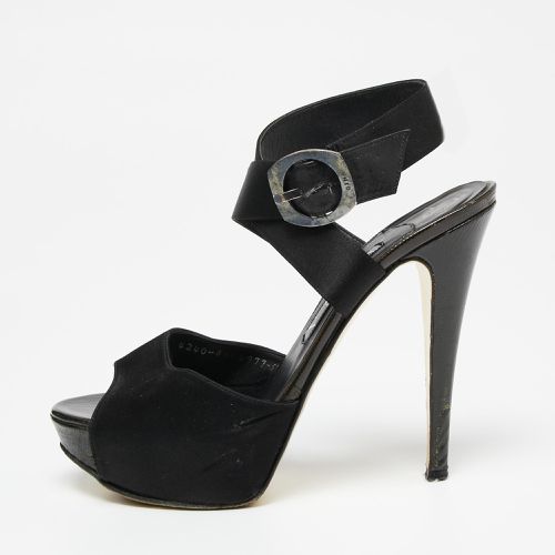 Gina Black Satin Ankle-Wrap Platform Sandals Size 38.5 - Gina - Modalova