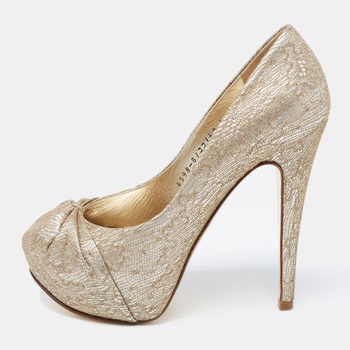 Gina Gold Lace and Leather Claire Platform Pumps Size 37 - Gina - Modalova