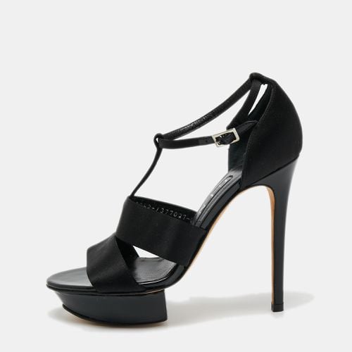 Gina Black Satin Ankle Strap Platform Sandals Size 37.5 - Gina - Modalova