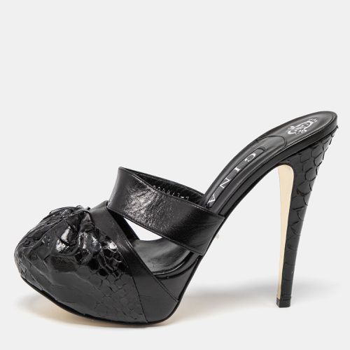 Gina Black Python and Leather Cap Toe Platform Sandals Size 40 - Gina - Modalova