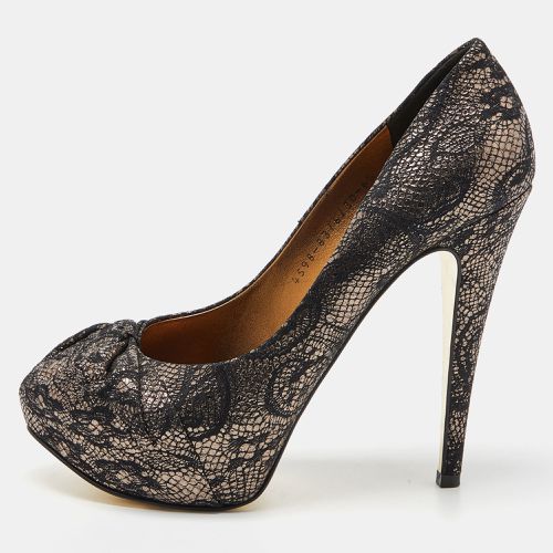 Gold Lace and Leather Platform Pumps Size 39.5 - Gina - Modalova