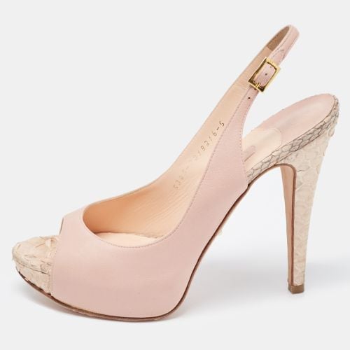 Gina Pink Leather and Python Slingback Open Toe Pumps Size 38 - Gina - Modalova