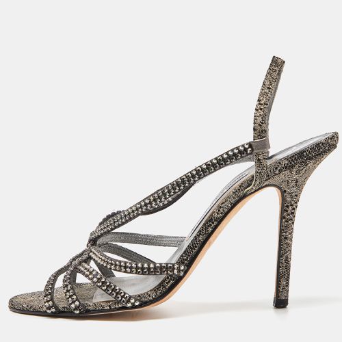 Gina Two Tone Crystal Embellished Embroidered Fabric Slingback Sandals Size 38.5 - Gina - Modalova