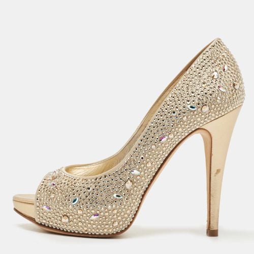 Gina Gold Satin Crystal Embellished Pumps 36.5 - Gina - Modalova