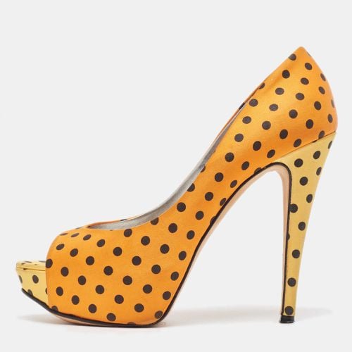 Gina Tricolor Polka Dot Print Satin Peep Toe Platform Pumps Size 40 - Gina - Modalova