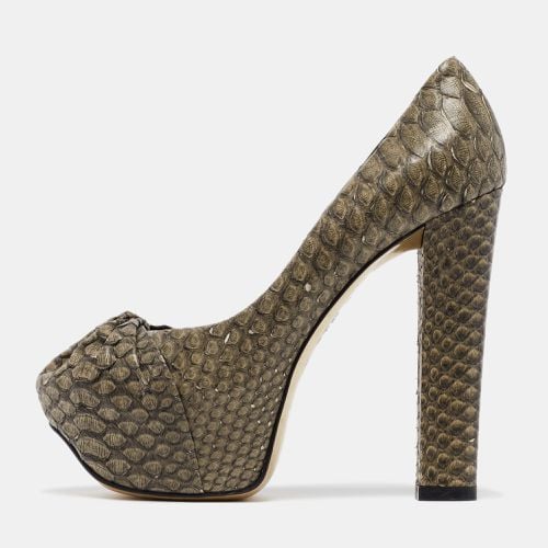 Gina Green Python Platform Block Heel Pumps Size 39 - Gina - Modalova