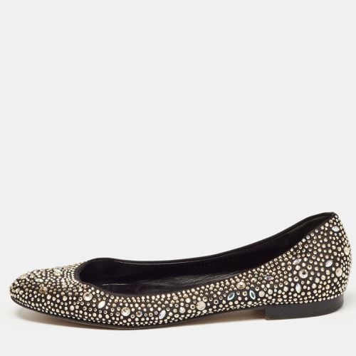 Gina Black/Metallic Crystal Embellished Satin Ballet Flats Size 40.5 - Gina - Modalova