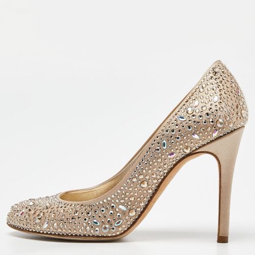 Gina Gold Satin Crystals Embellished Pumps Size 38.5 - Gina - Modalova