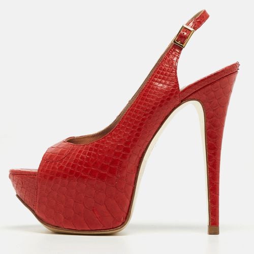 Gina Red Python Open Toe Platform Slingback Pumps Size 37 - Gina - Modalova