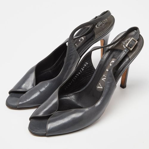 Leather Open Toe Slingback Sandals Size 37.5 - Gina - Modalova