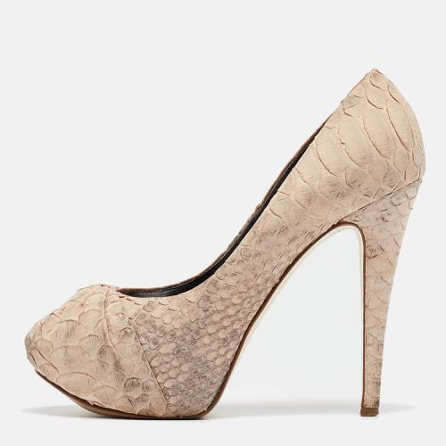 Gina Beige Python Leather Platform Pumps Size 39 - Gina - Modalova