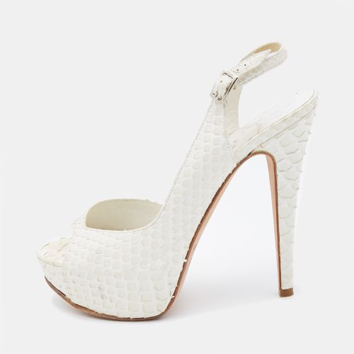 Gina White Python D'orsay Slingback Sandals Size 37 - Gina - Modalova