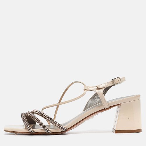 Gina Light Pink Patent Leather Crystal Embellished Slingback Sandals Size 37.5 - Gina - Modalova