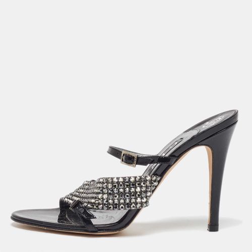 Gina Black Patent Leather Crystal Embellished Sandals Size 38.5 - Gina - Modalova