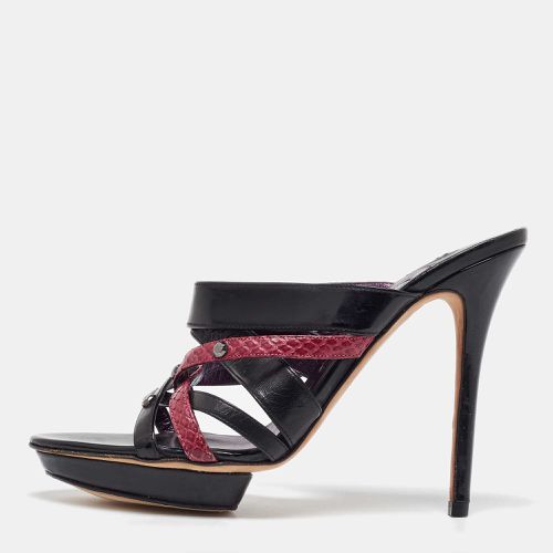 Gina Black/Maroon Leather and Snakeskin Strappy Platform Sandals Size 40 - Gina - Modalova