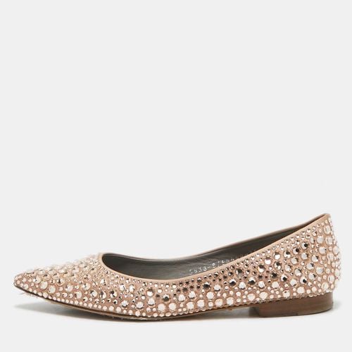 Gina Beige Satin Crystal Embellished Ballet Flats Size 36.5 - Gina - Modalova