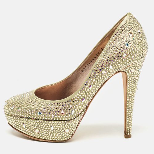 Gina Green Satin Crystal Embellished Platform Pumps Size 37 - Gina - Modalova