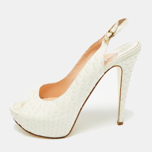 Size 40.5 Python Leather Slingback Pumps - Gina - Modalova