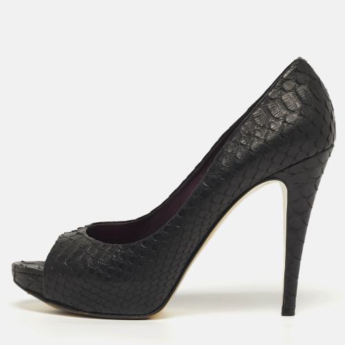 Size 40.5 Python Leather Platform Peep Toe Pumps - Gina - Modalova