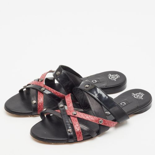 Size 38.5 Python and Leather Strap Studd Flat Slide - Gina - Modalova