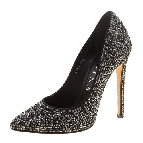 Gina Black Satin Anais Crystal Embellished Pumps Size 38 - Gina - Modalova