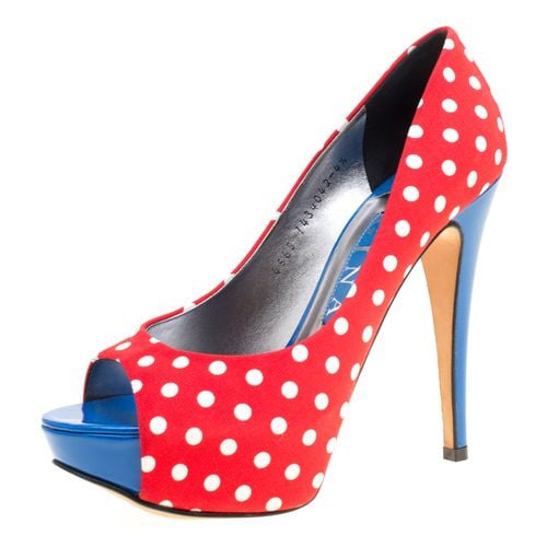 Gina Tricolor Polka Dot Print Canvas Peep Toe Platform Pumps Size 37.5 - Gina - Modalova