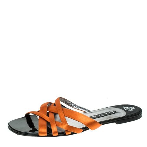 Gina Orange Satin Flat Slides Size 41 - Gina - Modalova